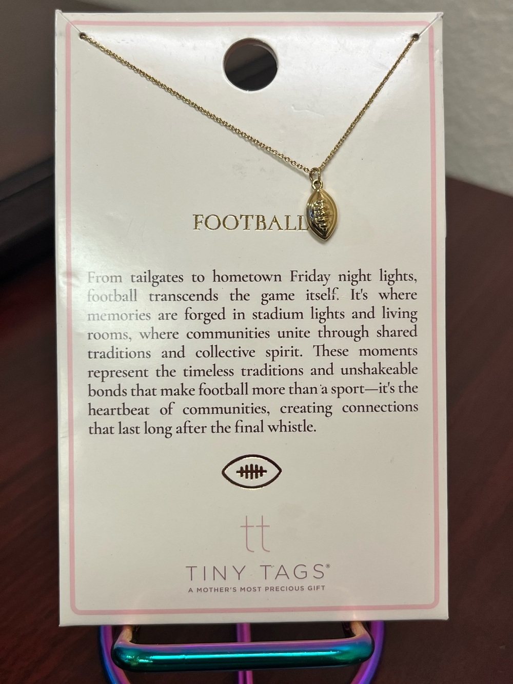 Tiny Tags Football Necklace New